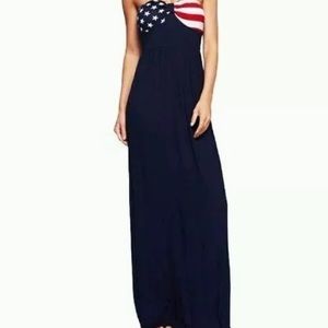 American Flag Maxi  Strapless Dress